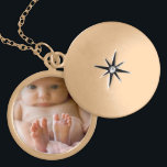 Beautiful Charm Necklace with Picture Inside<br><div class="desc">Add your baby's (or whoever you want) photo in this pretty gold toned necklace in the customise area.</div>