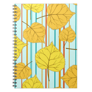 Beautiful cheerful autumn seamless pattern with co notebook