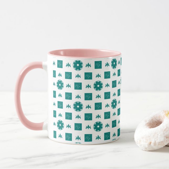 Beautiful Chequered Pattern Mug (With Donut)