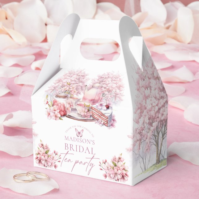 Beautiful Cherry Blossom Bridal Tea Favour Box (Wedding)