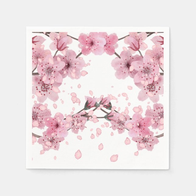 Beautiful Cherry Blossom Mixed Medium Print  Napkin (Front)