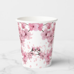 Beautiful Cherry Blossom Mixed Medium Print  Paper Cups