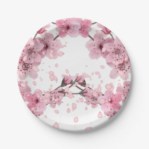 Beautiful Cherry Blossom Mixed Medium Print  Paper Plate