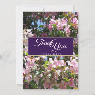 Beautiful Cherry Blossoms Pink Purple Bereavement Thank You Card