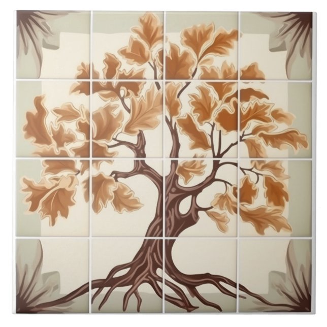 Beautiful Chestnut Tree Pattern Ceramic Tile (Front)