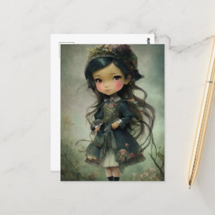 Beautiful Chibi Kawaii Style Girl Art Postcard