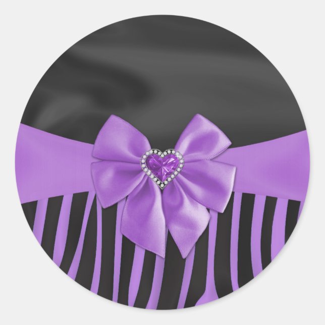 Beautiful chic elegant silk fabric effects zebra classic round sticker (Front)