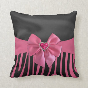 Beautiful chic elegant silk fabric effects zebra cushion