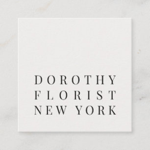 Beautiful chic white elegant minimalist florist square business card
