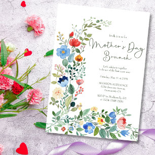 Beautiful Chic Wildflowers Mother's Day Brunch Invitation