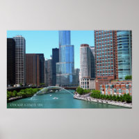 Beautiful Chicago Illinois Downtown River View 