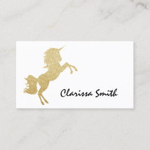 Beautiful chick girly gold glitter unicorn business card