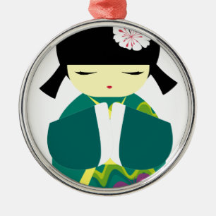 Beautiful China Doll Metal Ornament