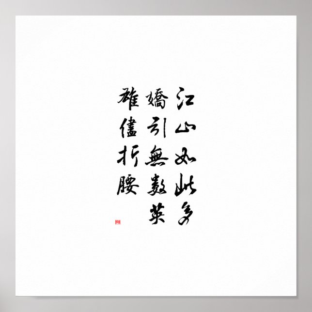 Beautiful Chinese Calligraphy -land rich in beauty Poster (Front)