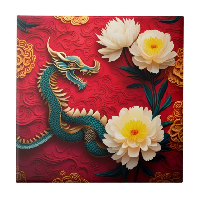 Beautiful Chinese Dragon New Year 2024 CerT2 Ceramic Tile (Front)