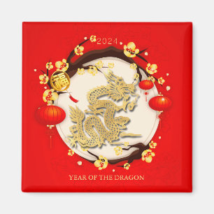 Beautiful Chinese Dragon New Year 2024 SqM Magnet