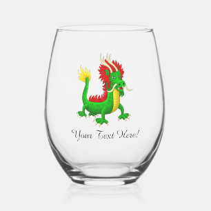 Beautiful Chinese Dragon Stemless Wine Glass