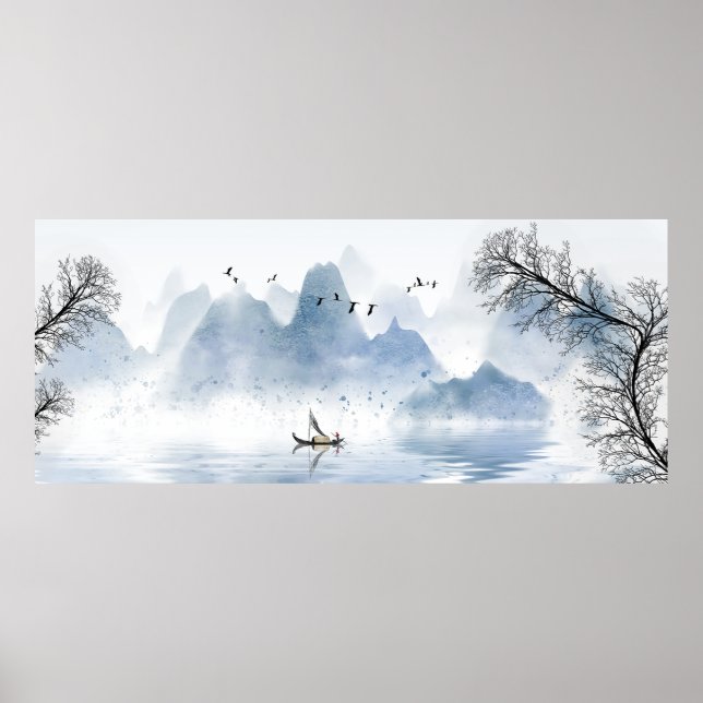 Beautiful Chinese Nature Ink Landscape Poster (Front)