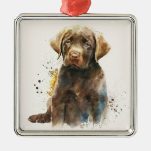 BEAUTIFUL CHOCOLATE LABRADOR RETRIEVER DOG METAL ORNAMENT