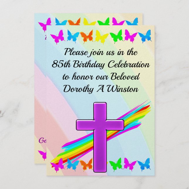 BEAUTIFUL CHRISTIAN 85TH BIRTHDAY INVITATION (Front/Back)
