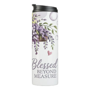 Beautiful Christian Floral Cross Thermal Tumbler