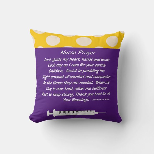 Beautiful Christian Nurse Prayer Pillow Purple (Front)