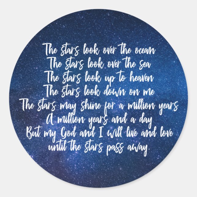 Beautiful Christian Prayer Stars Poem Night Sky Classic Round Sticker (Front)