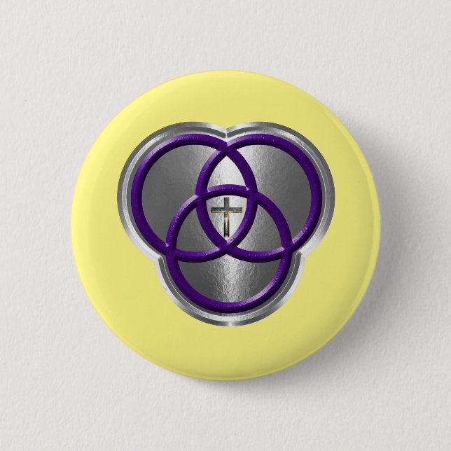 Beautiful Christian Trinity Rings with Cross 6 Cm Round Badge (Front)