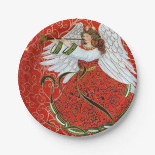 Beautiful Christmas Angel Holiday Party Paper Plate