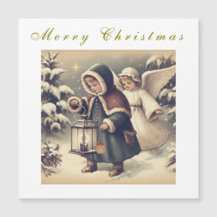 Beautiful Christmas Angels Holiday magnetic card