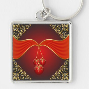 Beautiful Christmas Balls with Ornamental Corners Key Ring
