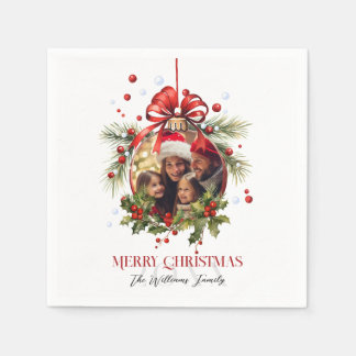 Beautiful Christmas Bauble Frame Family Holidays Napkin