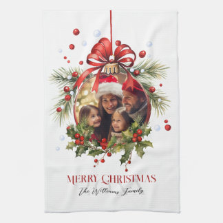 Beautiful Christmas Bauble Frame Family Holidays Tea Towel