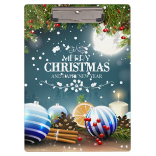 Beautiful Christmas Design with snow branches Clipboard