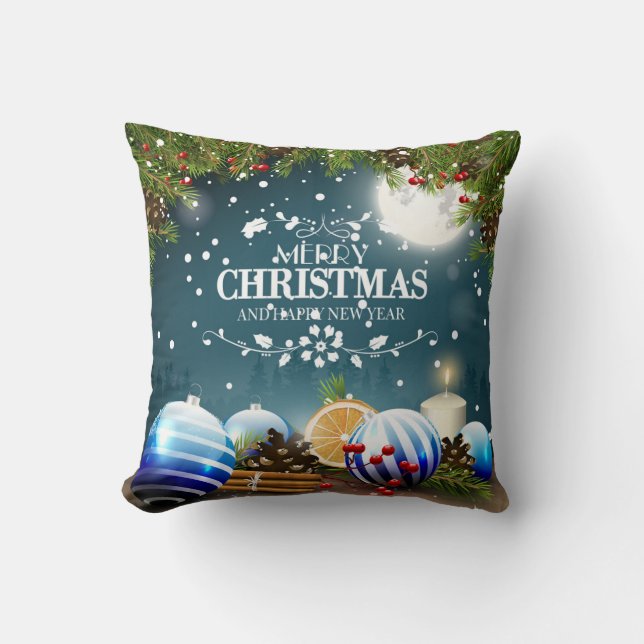 Beautiful Christmas Design with snow branches Cushion (Front)