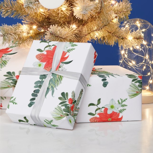 Beautiful Christmas Floral Pattern Wrapping Paper (Holidays)