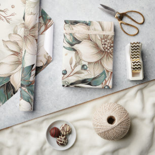 Beautiful Christmas Floral Wrapping Paper