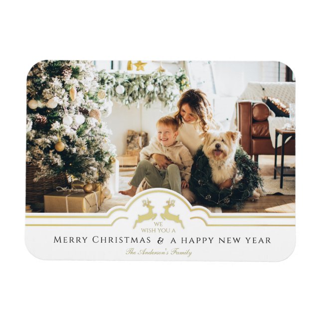 Beautiful Christmas Frame Personalised Photo Holid Magnet (Horizontal)