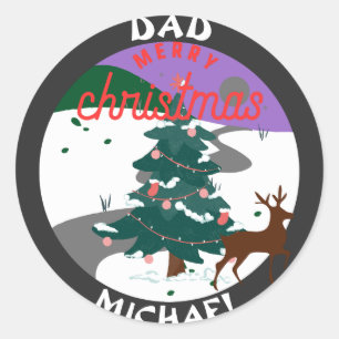 beautiful christmas gift for dad, customise classic round sticker