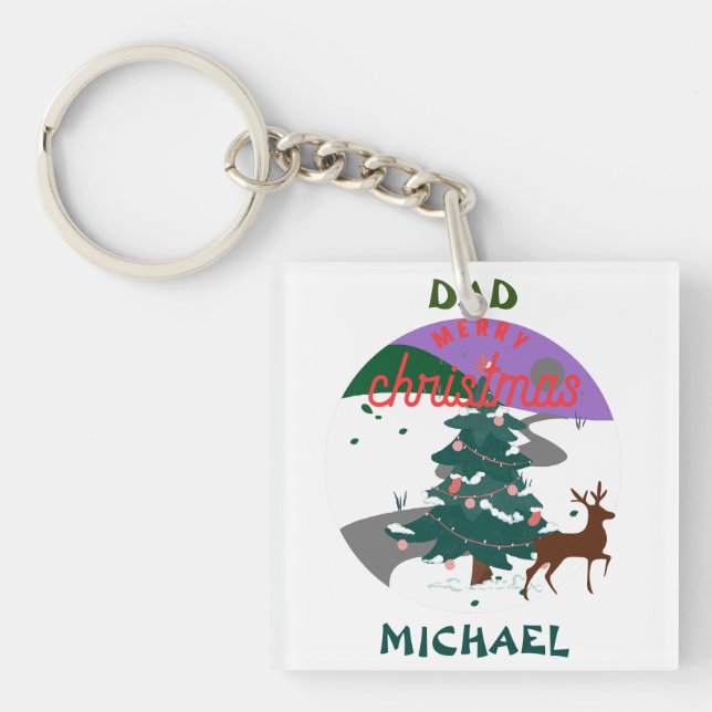 beautiful christmas gift for dad customise  key ring (Front)