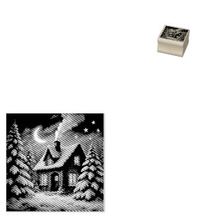 Beautiful Christmas Greeting Rubber Stamp