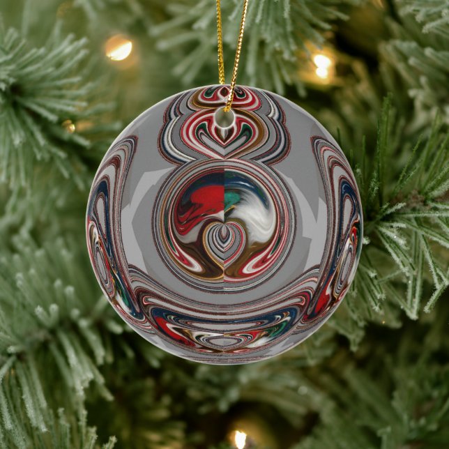 Beautiful Christmas Hearts Holiday Season Colours  Ceramic Ornament (Tree)