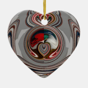 Beautiful Christmas Hearts Holiday Season Colours Ceramic Ornament