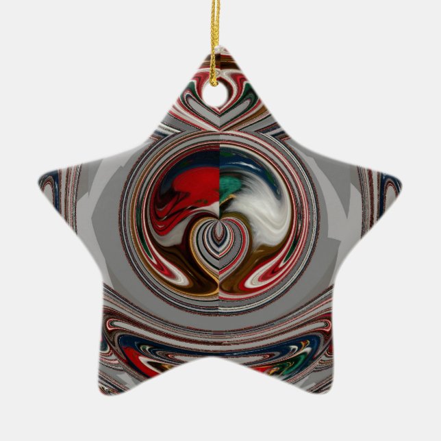 Beautiful Christmas Hearts Holiday Season Colours  Ceramic Ornament (Front)