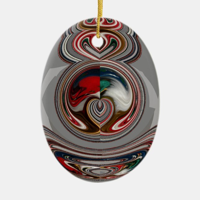 Beautiful Christmas Hearts Holiday Season Colours  Ceramic Tree Decoration (Front)