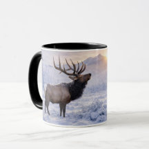 Beautiful Christmas Holiday Elk in Snow