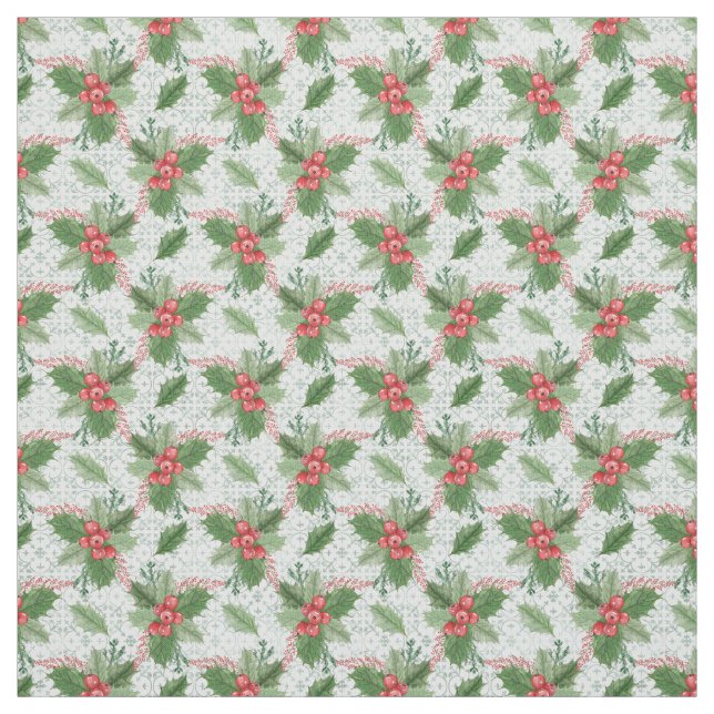 Beautiful Christmas Holly Fabric (Swatch)