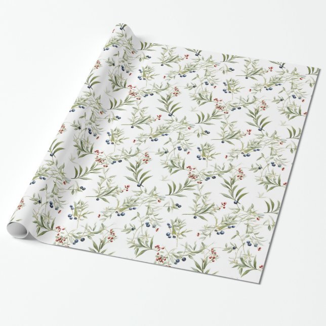 Beautiful Christmas Mistletoe Wrapping Paper (Unrolled)