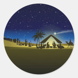 beautiful Christmas nativity image print Classic Round Sticker