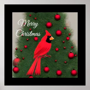 Beautiful Christmas Red Cardinal Poster